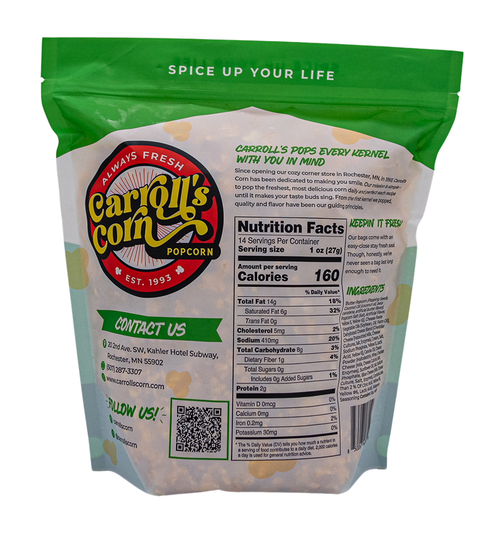 Jalapeño Cheddar Gourmet Popcorn – Carroll's Corn Co.