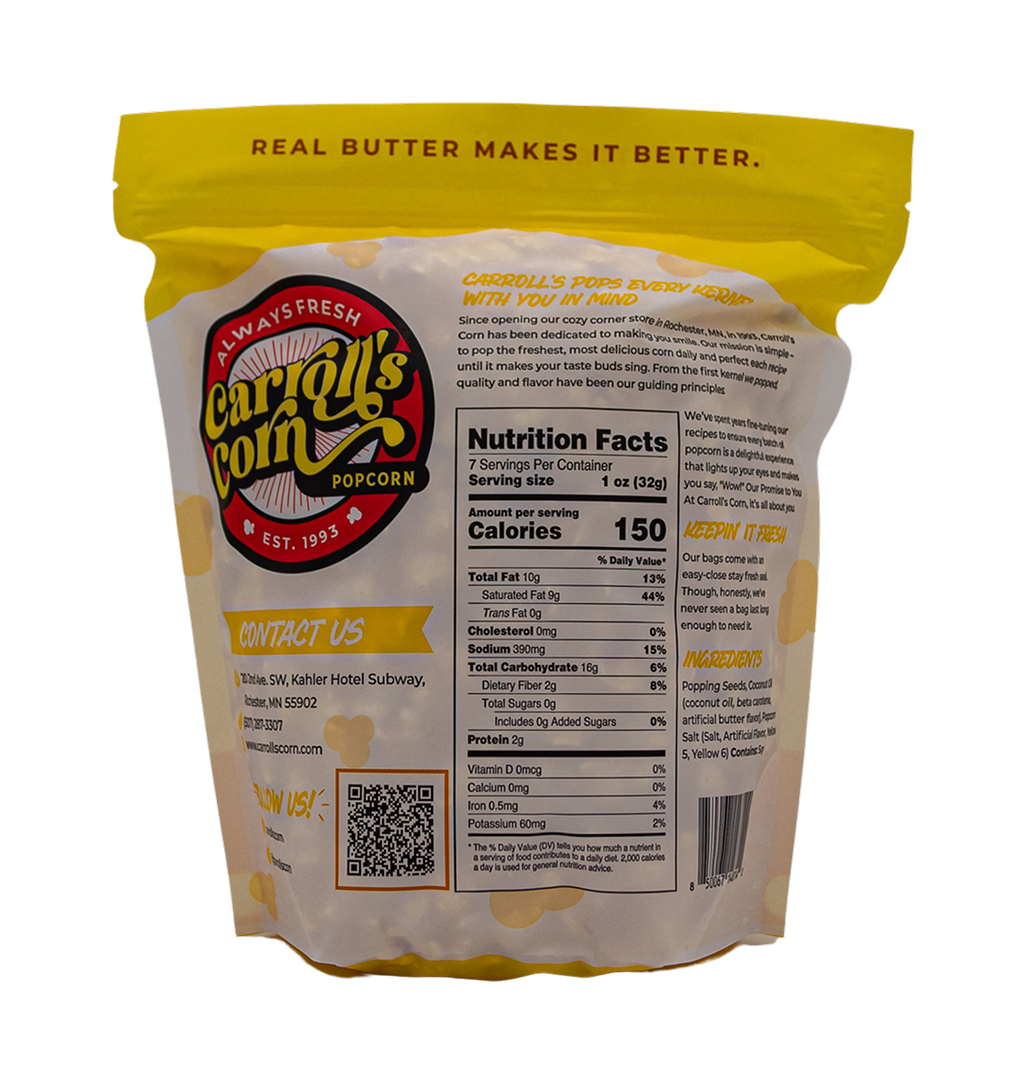 Carroll's Corn Family Size Bag of Gourmet Popcorn – Carroll's Corn Co.